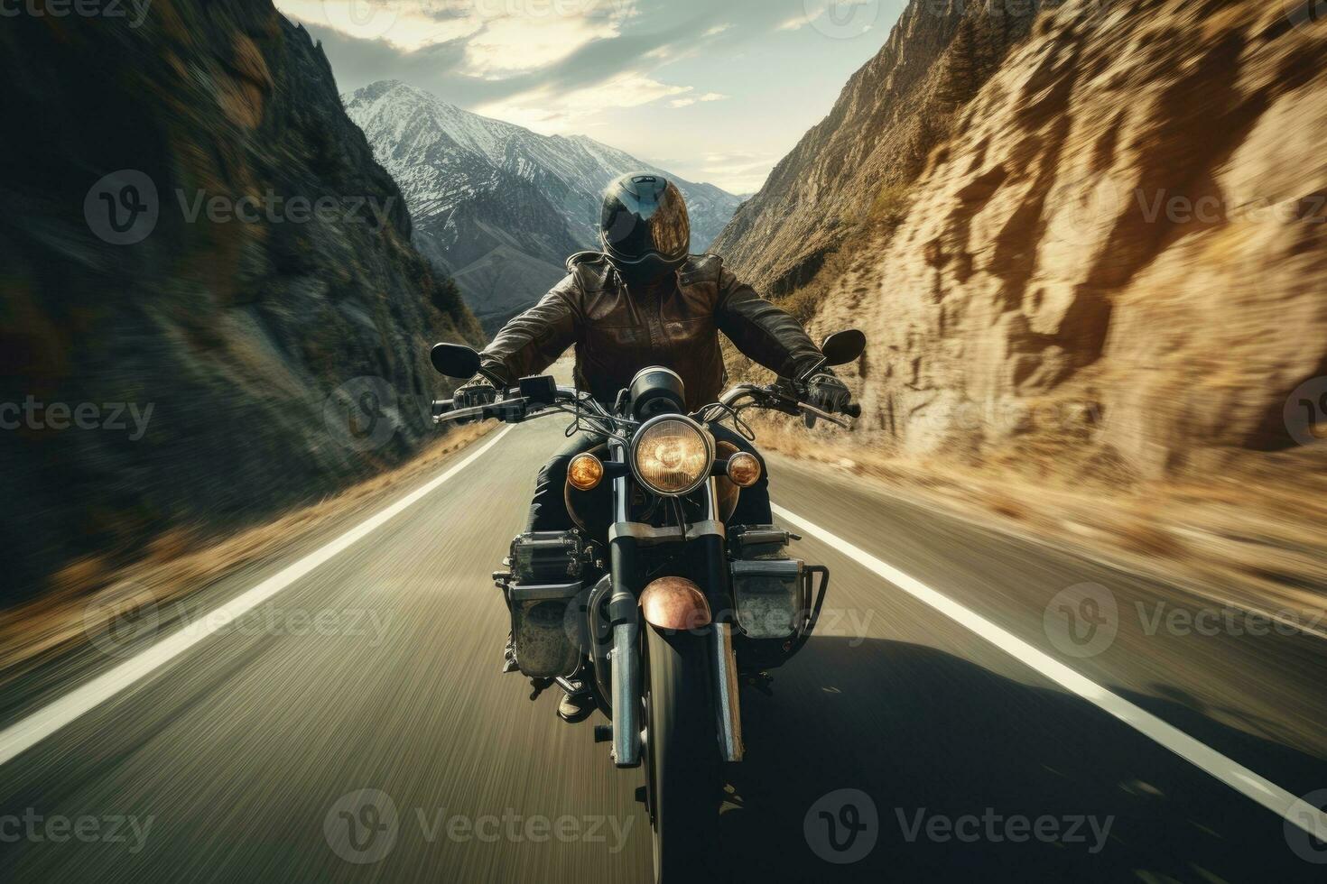 motociclista em motocicleta, ai gerado foto
