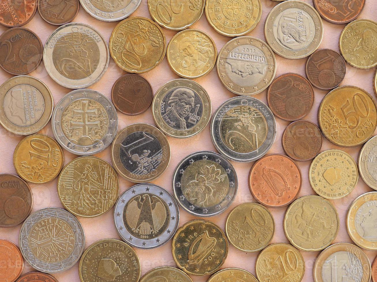 moedas de euro, fundo da união europeia foto