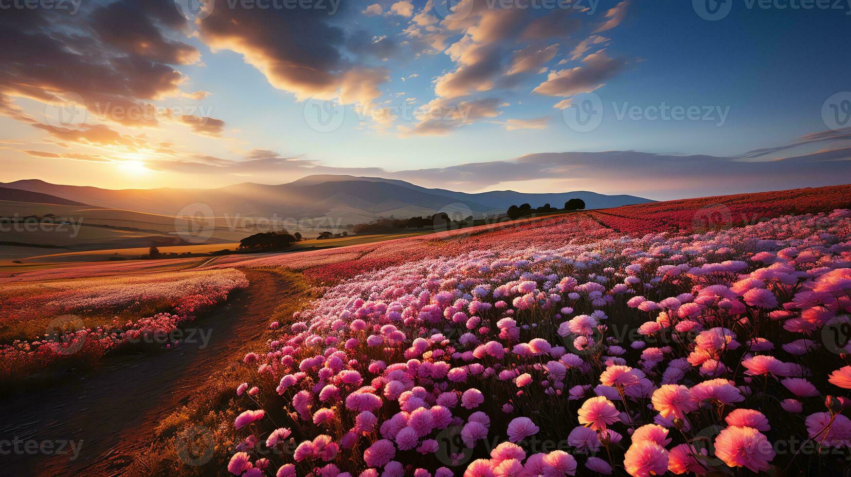 lindo flor campo cenário ai generativo foto