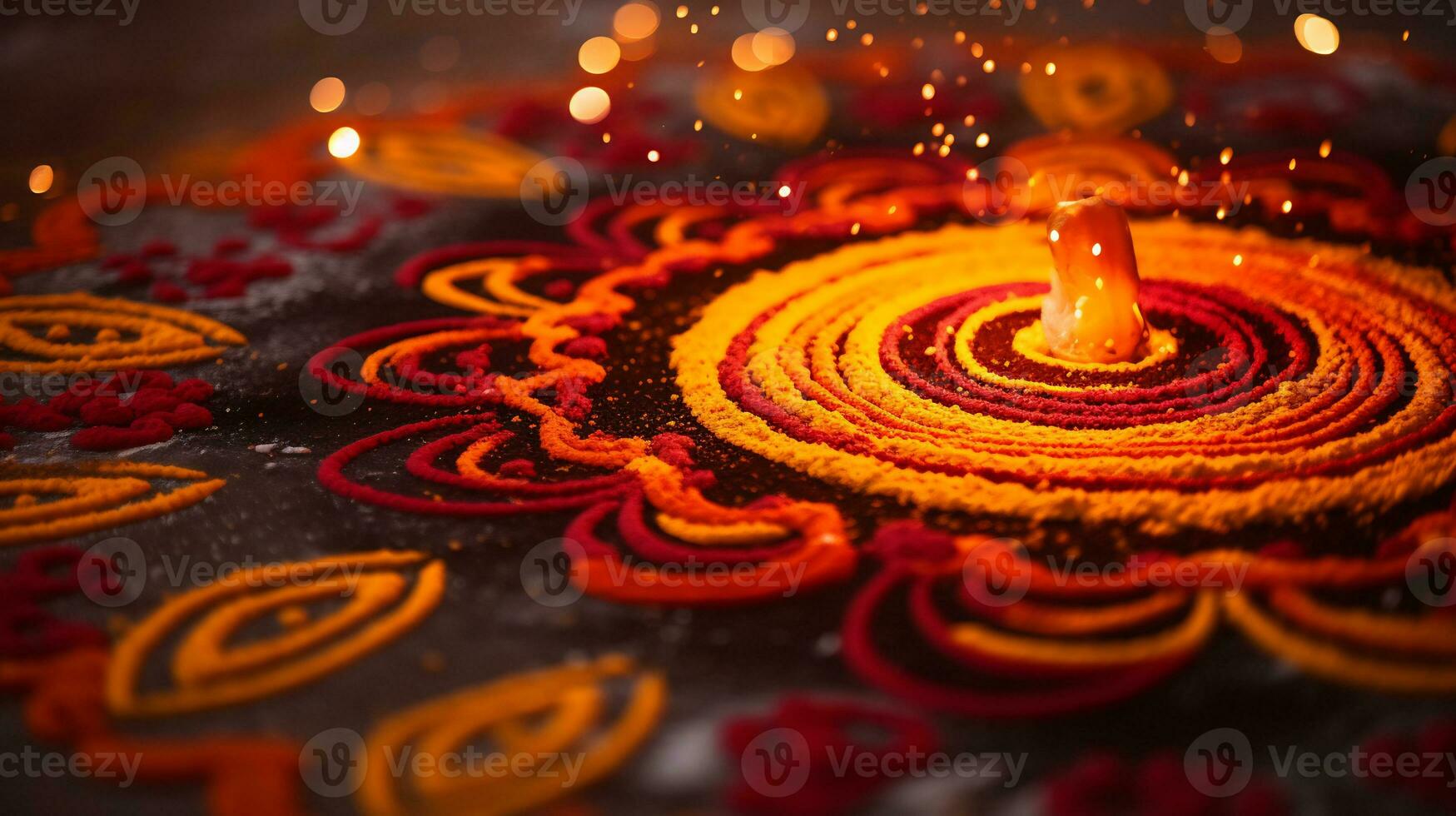 uma fechar acima imagem do intrincado rangoli padronizar ai generativo foto