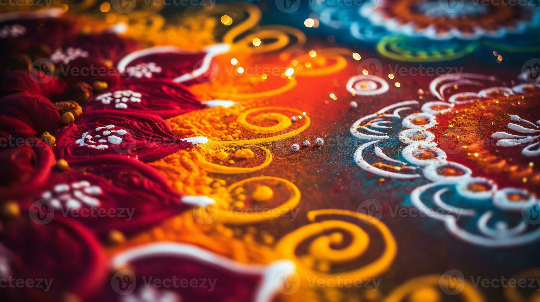 uma fechar acima imagem do intrincado rangoli padronizar ai generativo foto