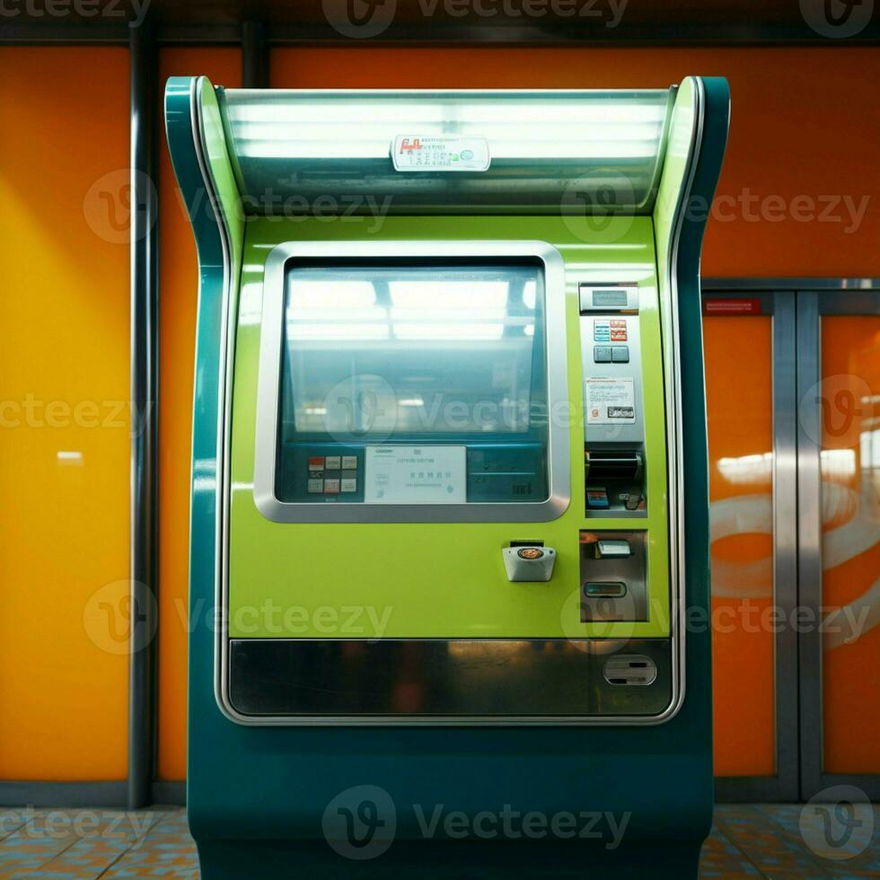 uma réplica do a automático bilhete vending máquina dentro metrô ai gerado foto