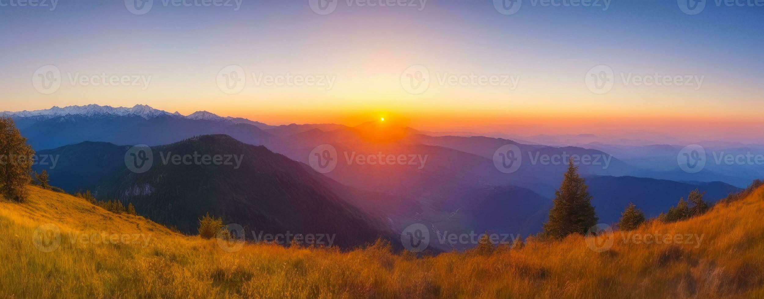 temor inspirador crepúsculo, montanha alcance panorama, ai gerado foto