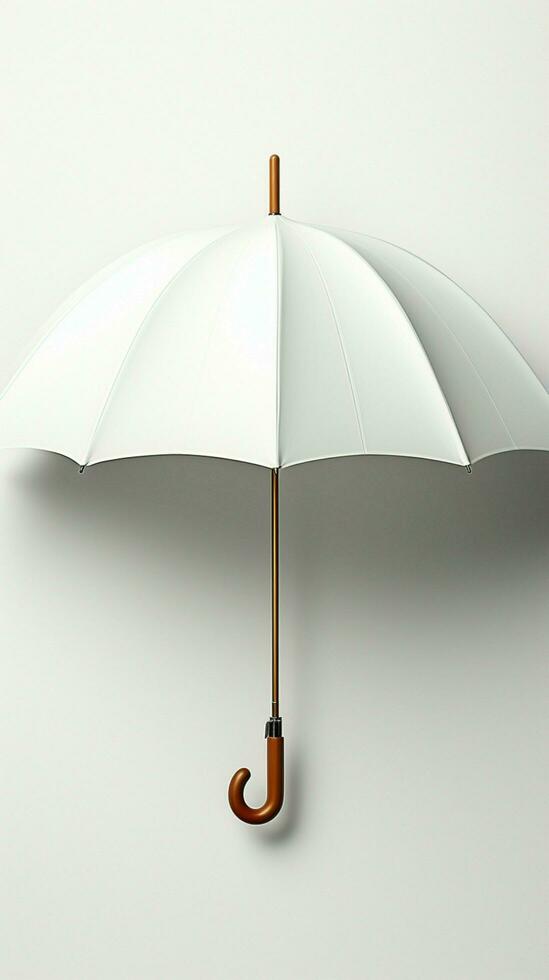 realista 3d branco em branco guarda-chuva ícone isolado para branding zombar ups frente Visão vertical Móvel papel de parede ai gerado foto
