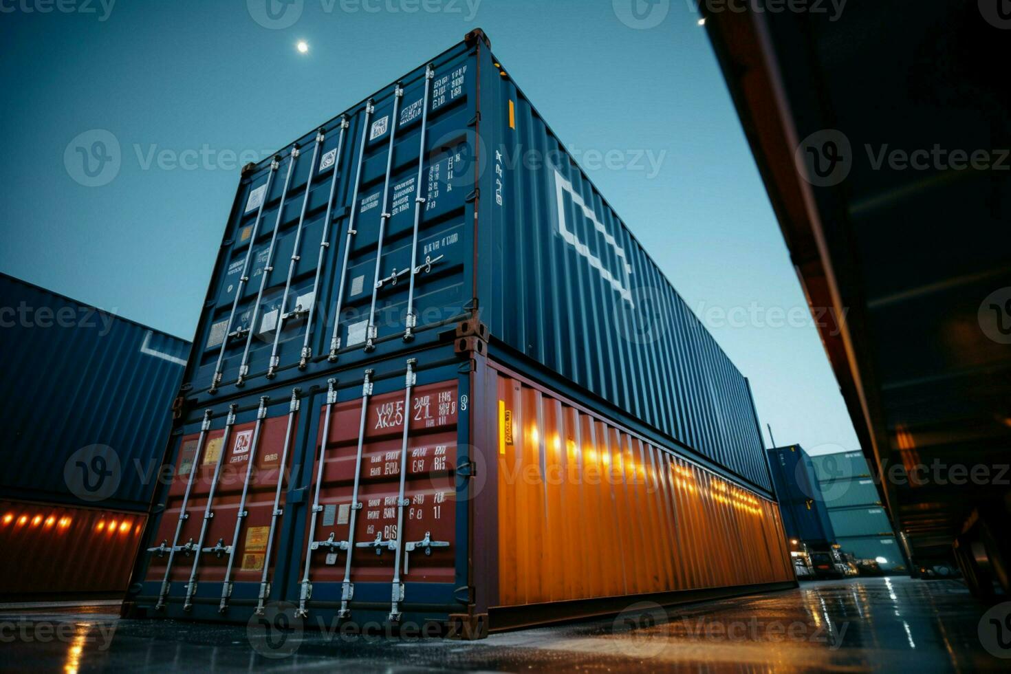 recipiente armazém e Remessa logística eixo, uma vital industrial transporte Centro ai gerado foto