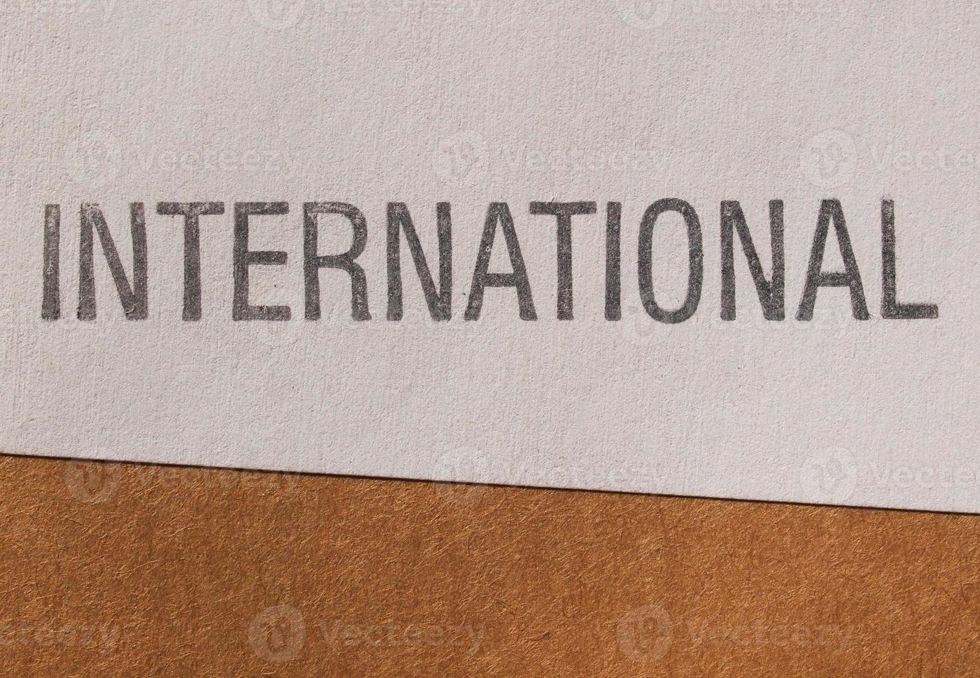 etiqueta internacional em papel foto