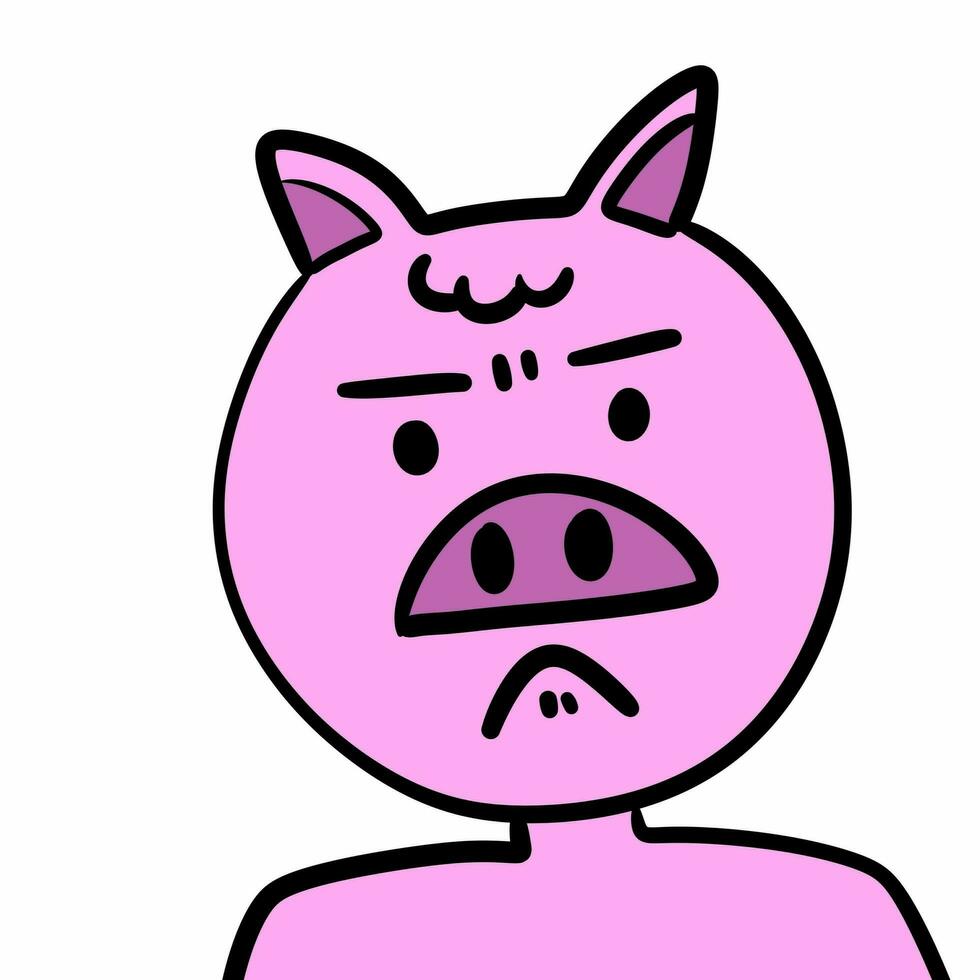 ilustração do Bravo porco desenho animado foto