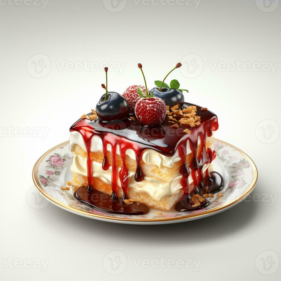 fatia do aniversário bolo em uma prato foto