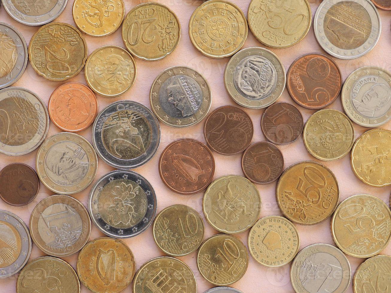 moedas de euro, fundo da união europeia foto