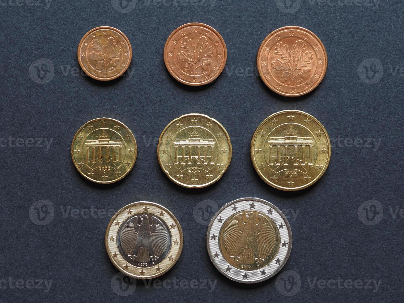 colocação plana de moedas de euro foto