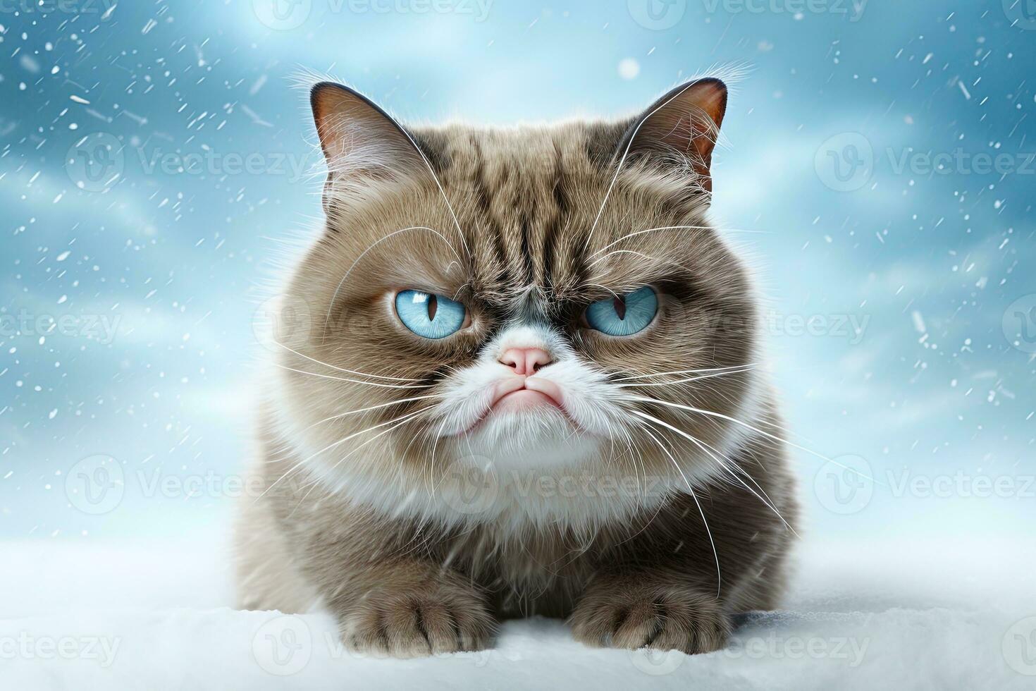 Bravo siamês gato com aberto boca e azul olhos. engraçado gato com grande olhos. ai generativo. foto