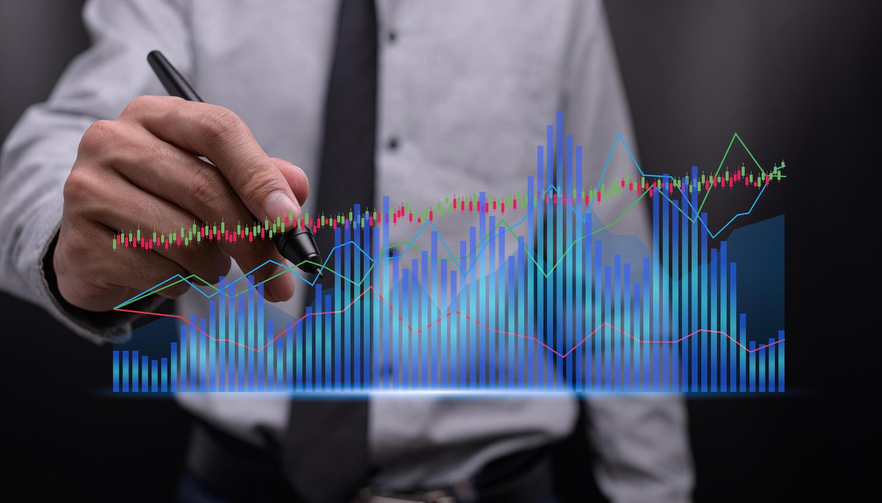 investir em ações exibir gráfico de holograma crescimento do negócio foto