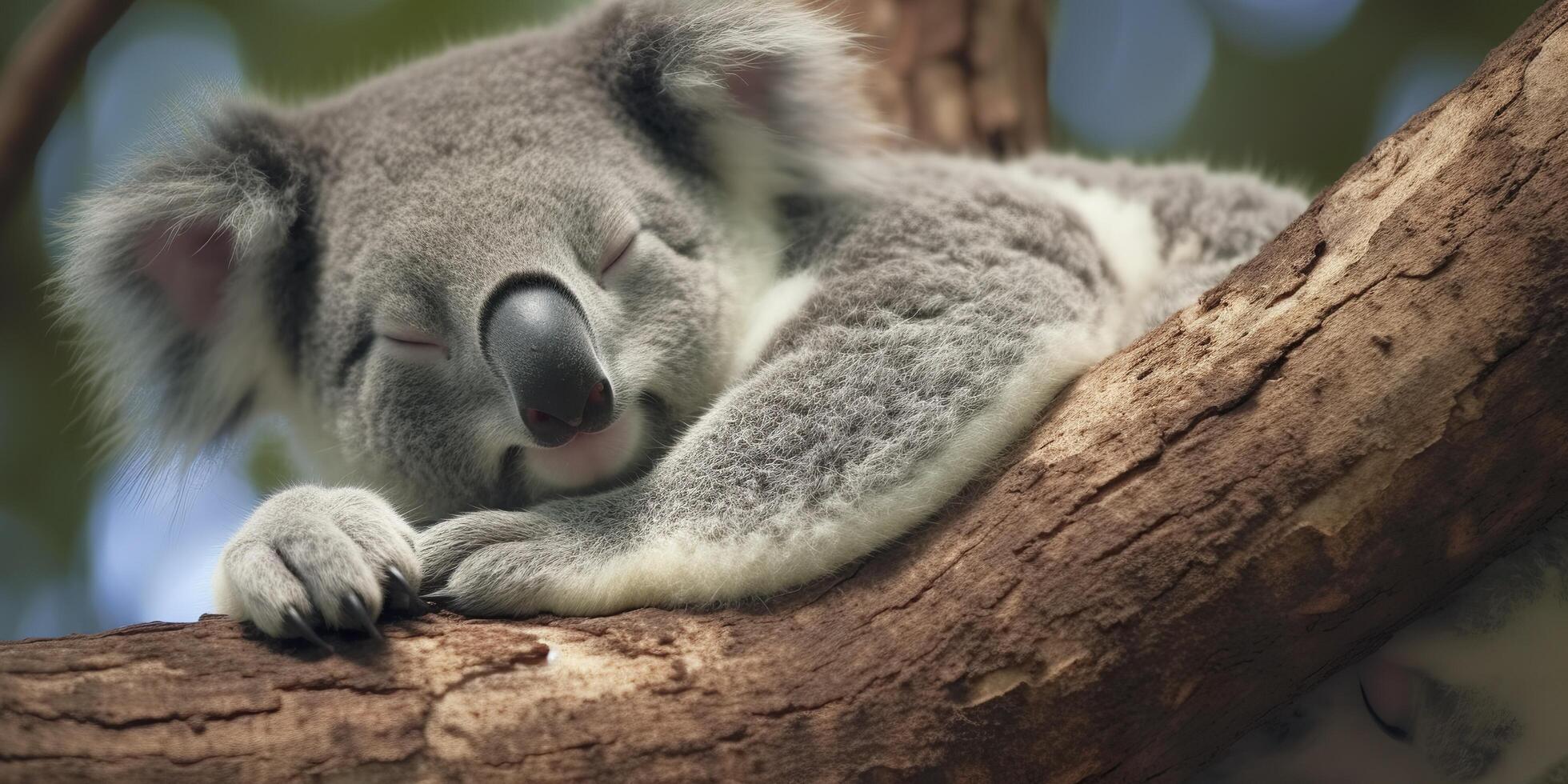 coala adormecido dentro árvore. ai gerado foto