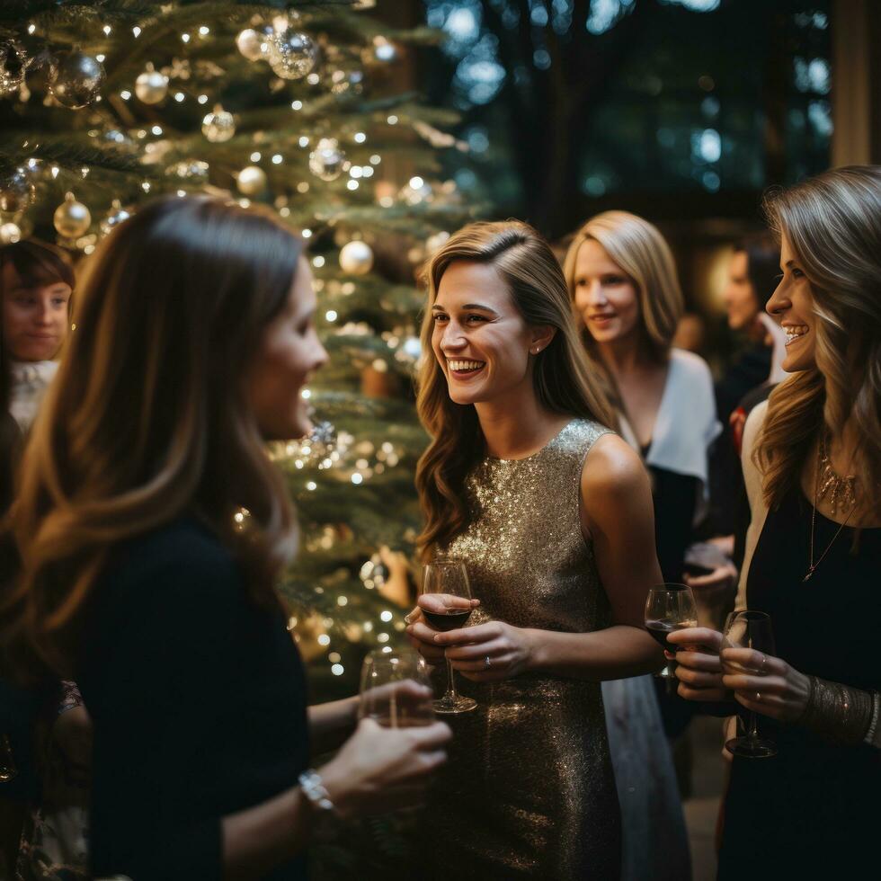 uma festivo Natal festa com cintilante luzes foto