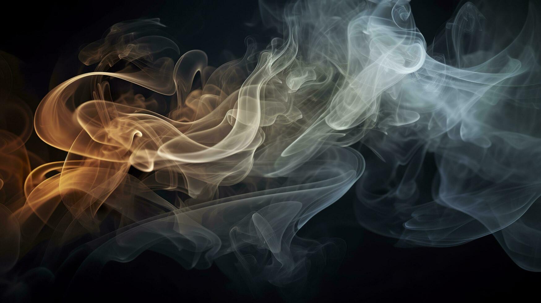 a fechar acima Visão revela a hipnotizante padrões e texturas dentro a fumaça, a etéreo qualidade do a fumaça contra a Sombrio fundo. ai generativo foto