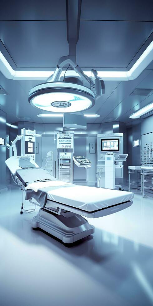moderno equipamento dentro operativo sala. médico dispositivos para neurocirurgia. ai generativo foto