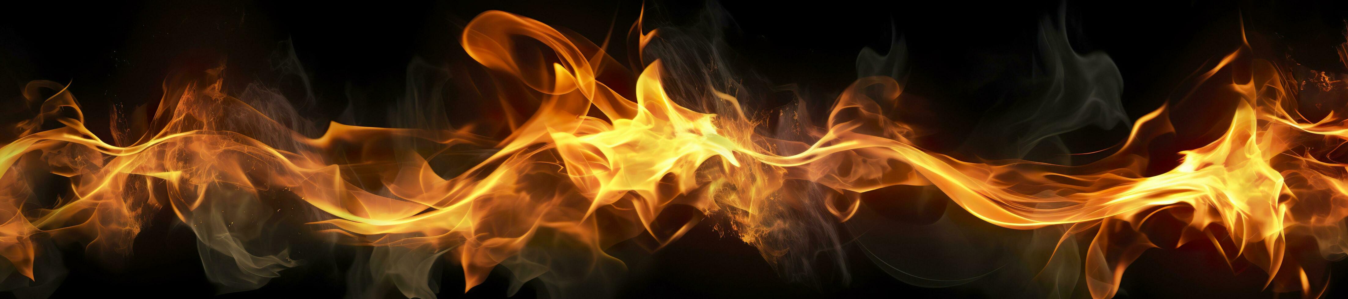 fogo chamas em Preto fundo. ai generativo foto