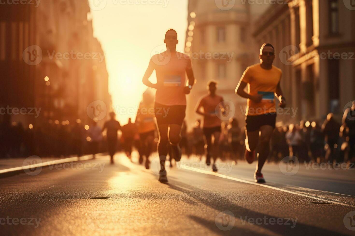 pessoas corrida dentro a cidade . generativo ai foto