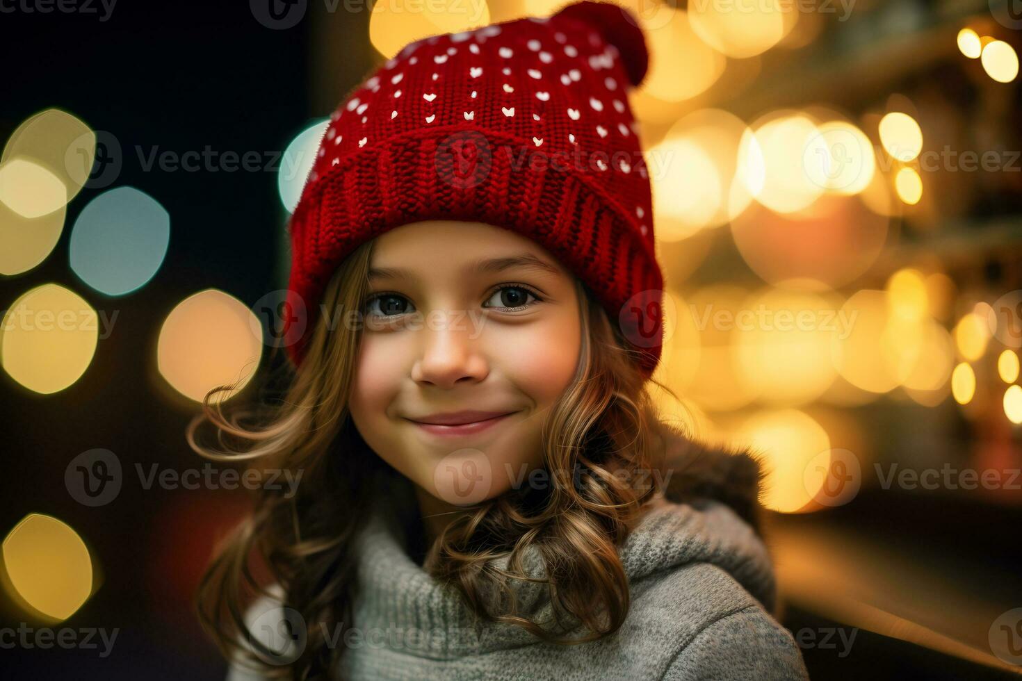 alegre menina desfrutando Natal celebração dentro inverno vestuário ai generativo foto