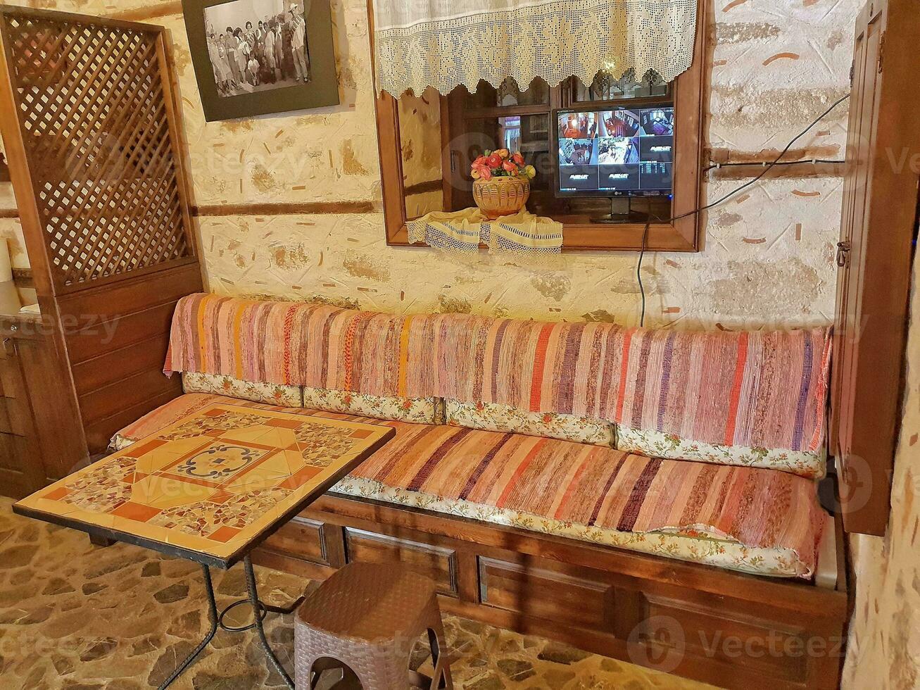 original vintage Antiguidade interior do uma turco casa foto