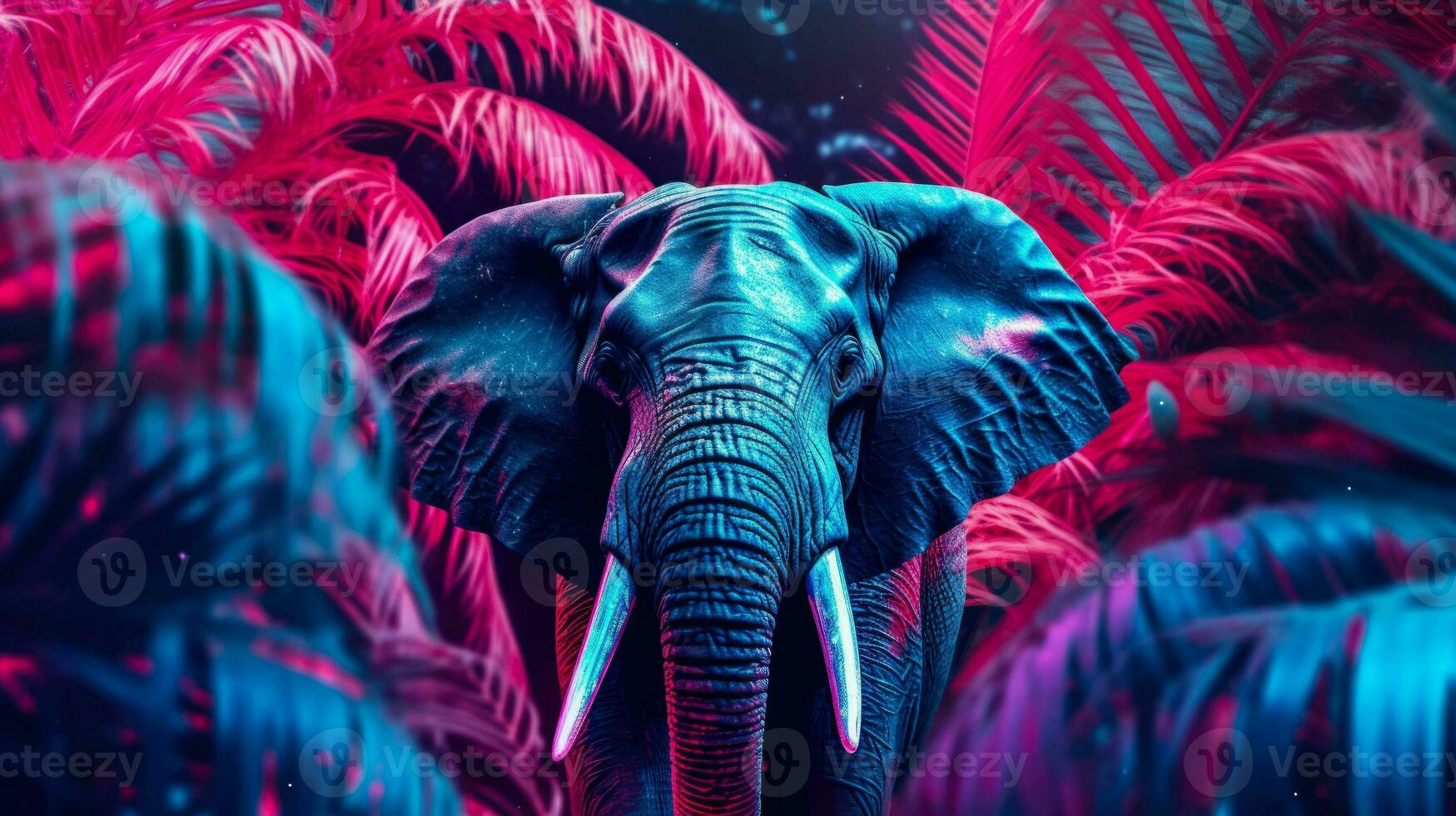 elefante retrato dentro a selva, futurista néon projeto, papel de parede idéia para interior. ai gerado foto