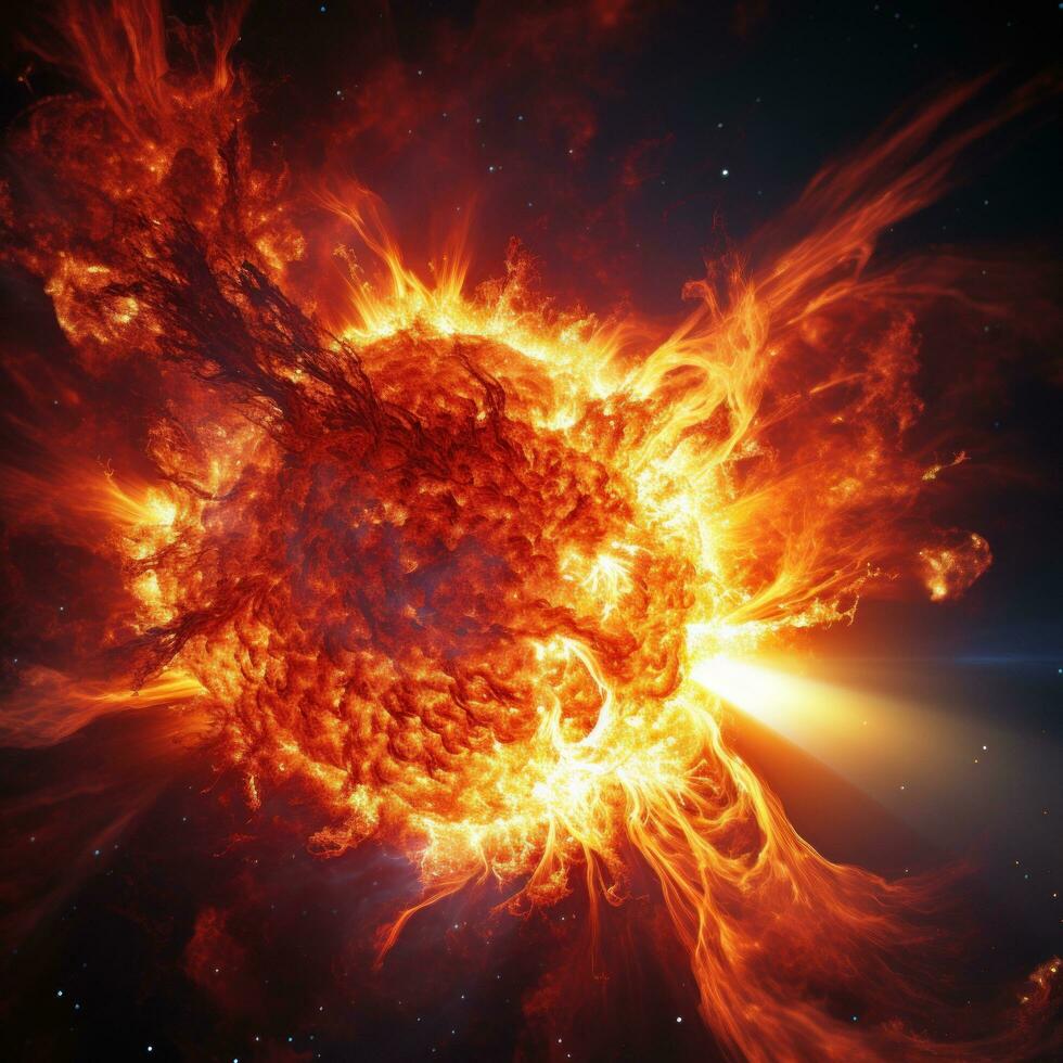 uma fechar-se Visão do uma solar flare durante uma magnético tempestade foto