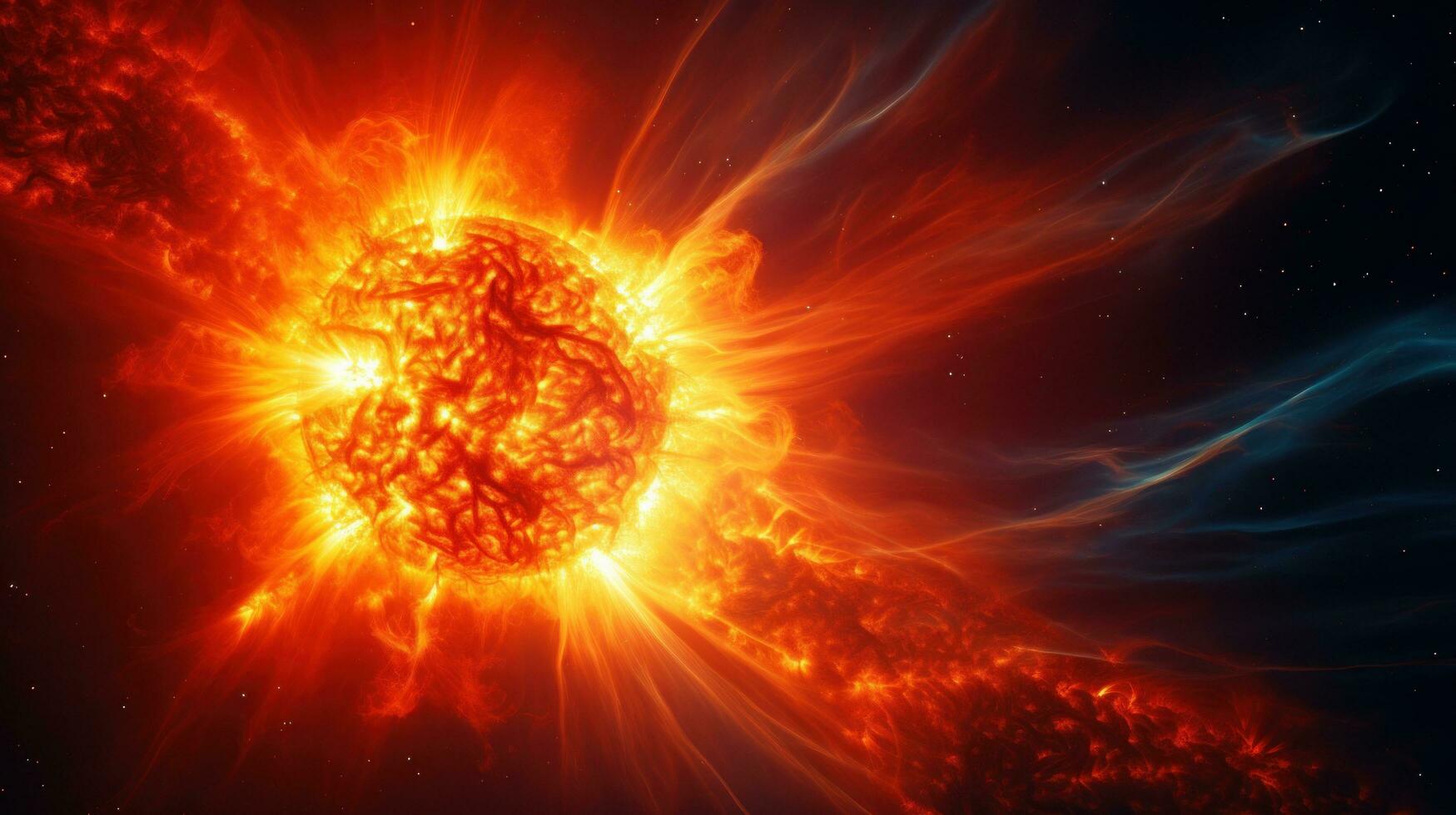 uma fechar-se Visão do uma solar flare durante uma magnético tempestade foto