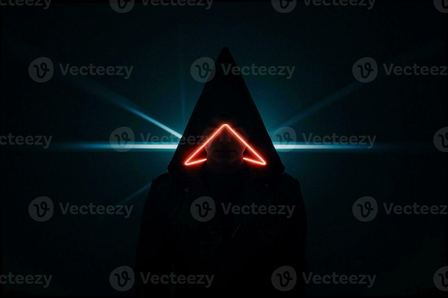 néon luzes criando uma triangular brilho. ai gerado. foto
