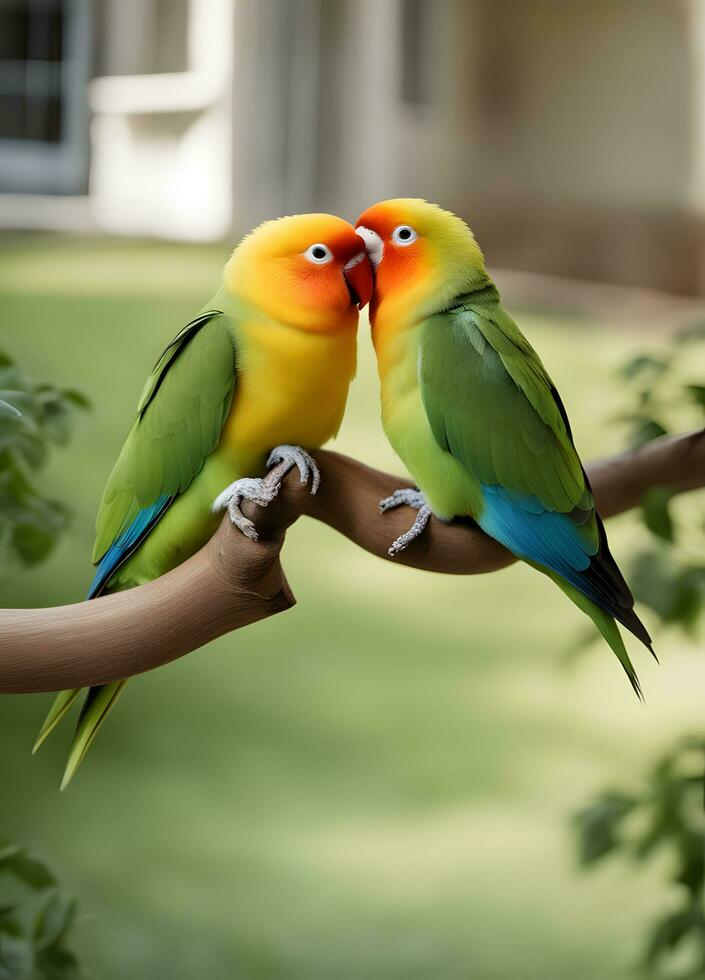 capturando amor pássaros. comovente fotos do afetuoso aviária casais. ai generativo