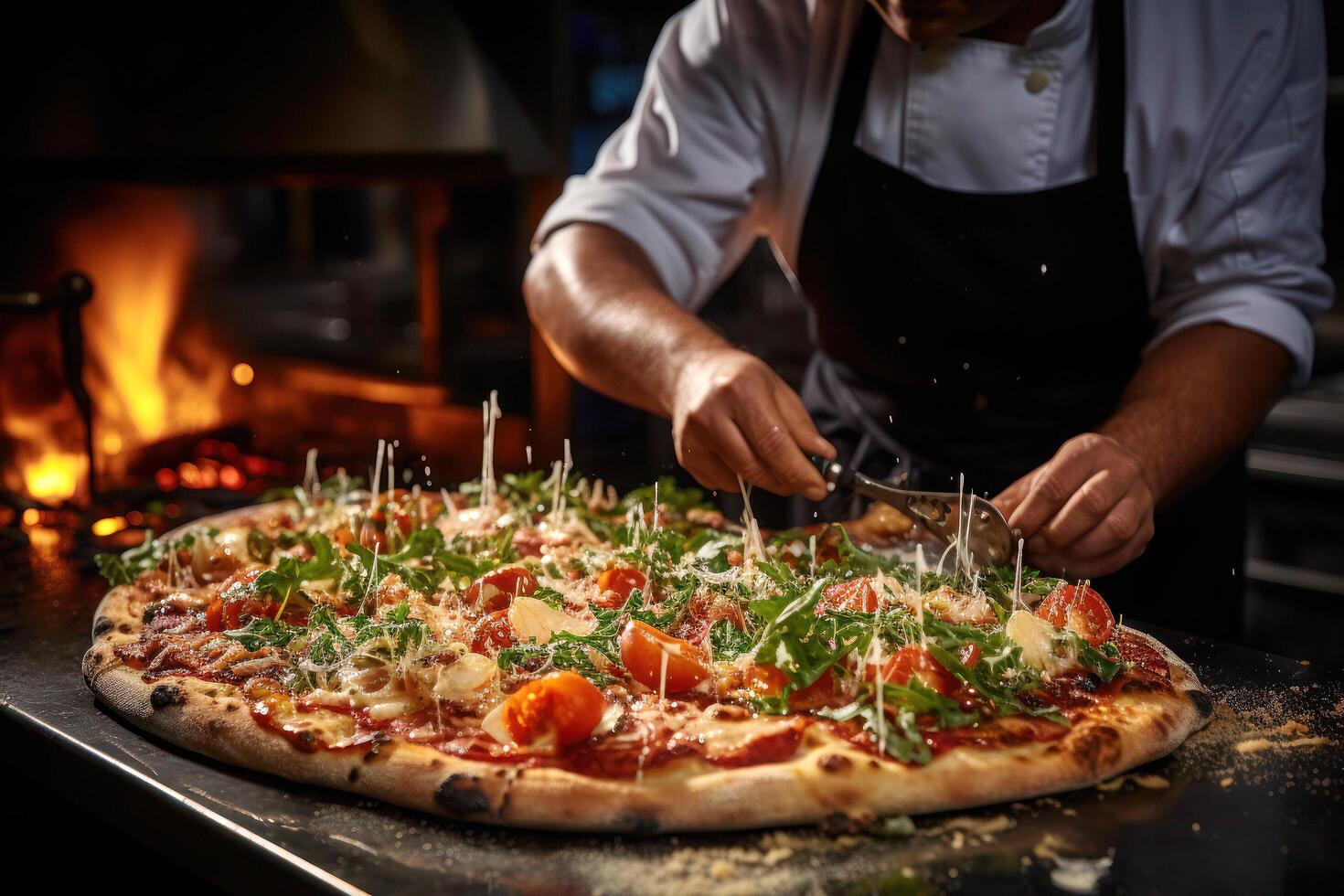 pizza perfeição mundo classe forno cozido delícias decoração com coberturasai generativo foto