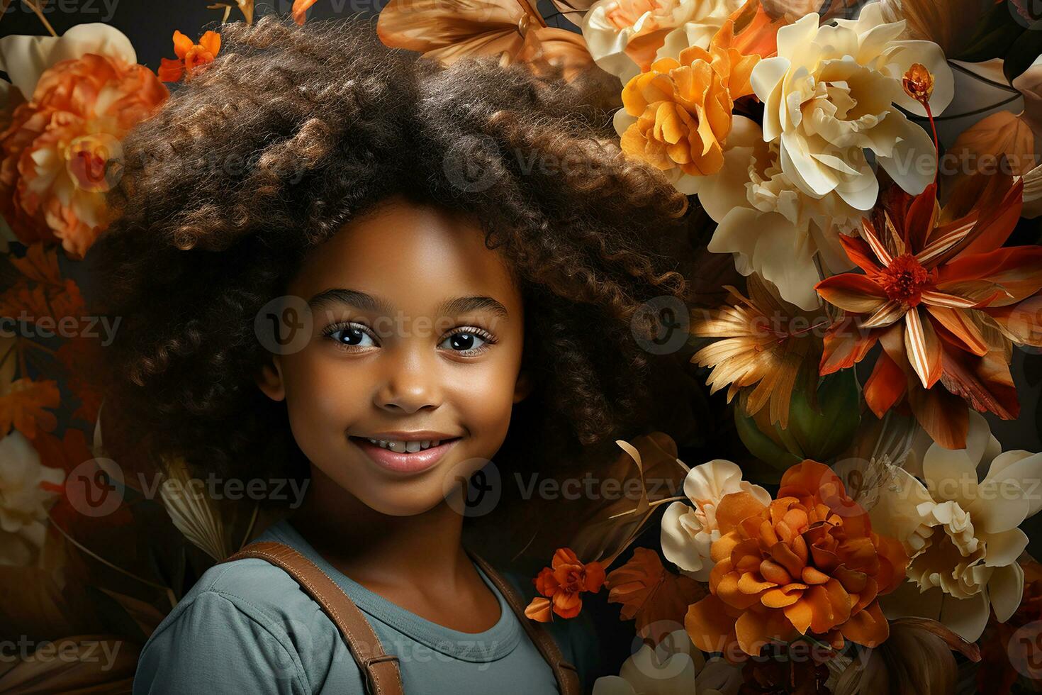 ai gerado estúdio retrato do fofa pequeno encaracolado africano menina em diferente cores fundo foto