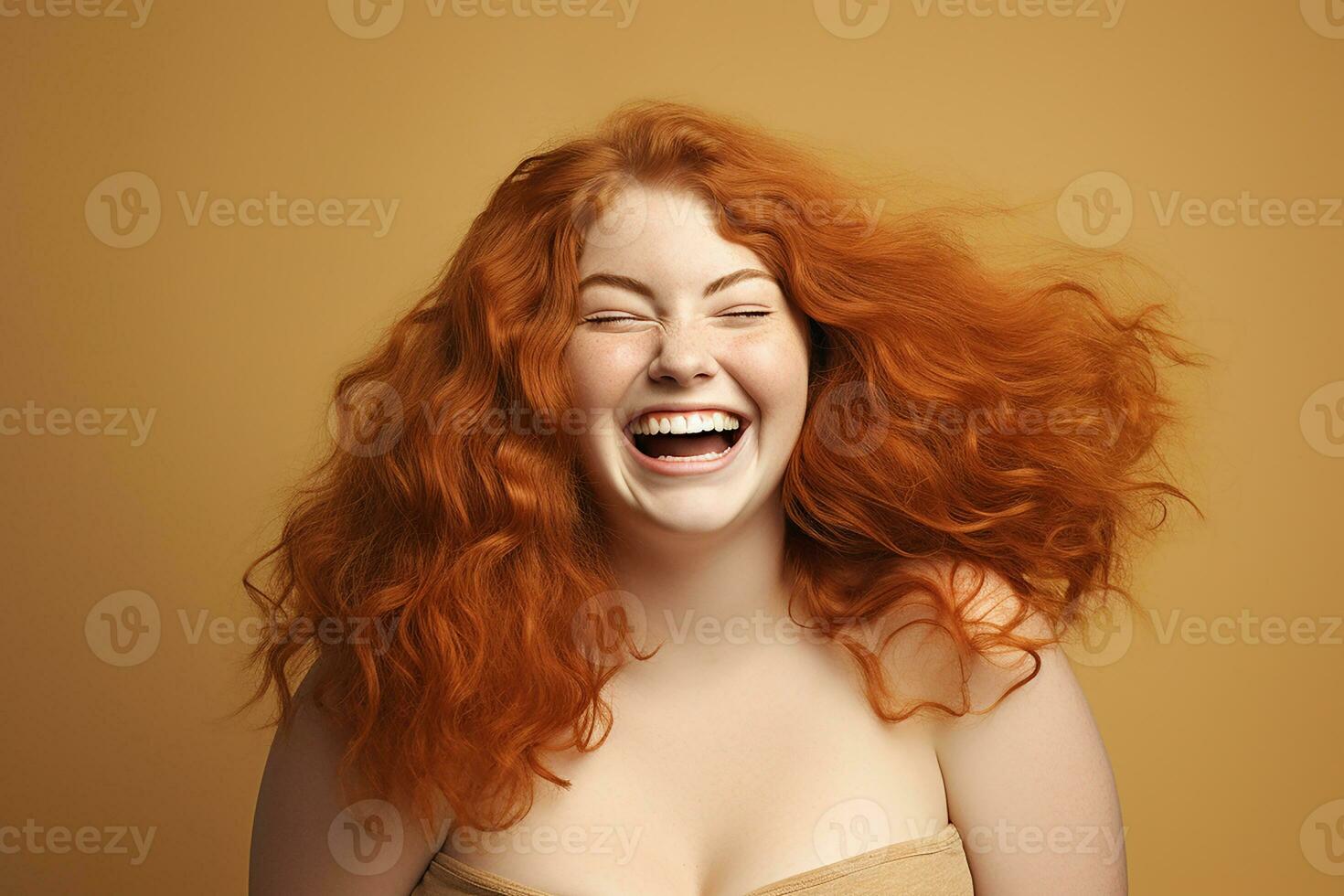 ai gerado estúdio retrato do lindo gordo excesso de peso mulher em diferente cor fundo foto