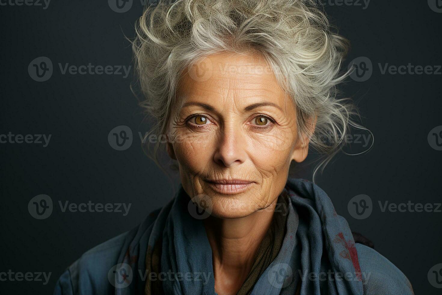 ai gerado estúdio retrato do na moda velho idosos mulher em diferente cor fundo dentro óculos e fones de ouvido foto