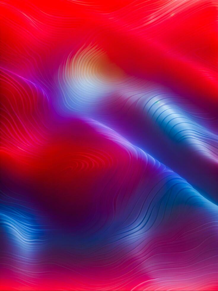 abstrato digital arte com vibrante vermelho e azul luz gradiente, ai gerado foto