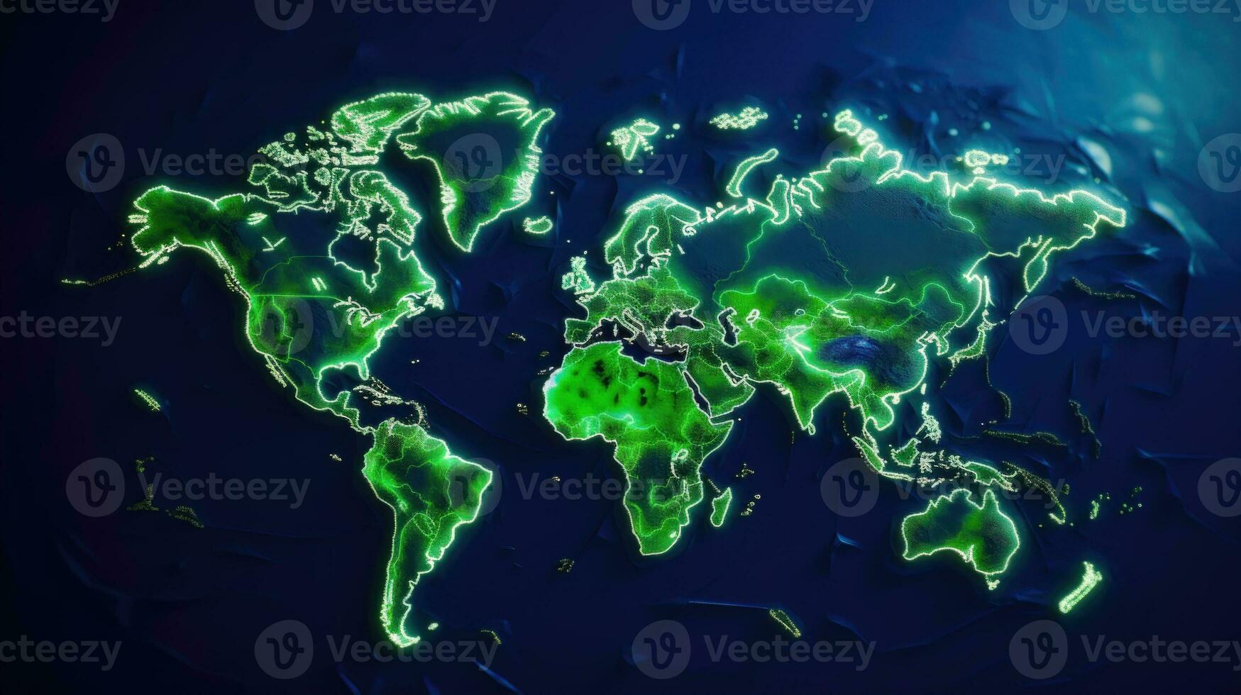 geográfico beleza do terras continentes uma rachado mapa Projeto com brilhante verde fronteiras ai gerado foto