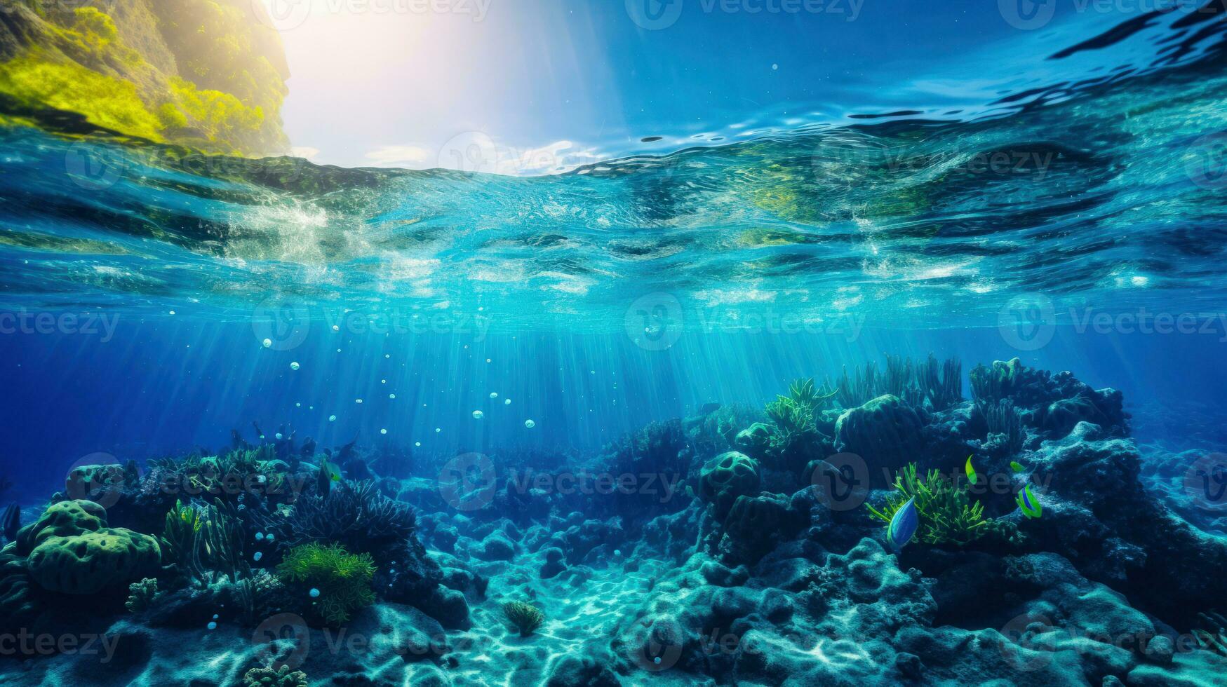 embaixo da agua exploração e descoberta uma hipnotizante aquático viagem ai gerado foto