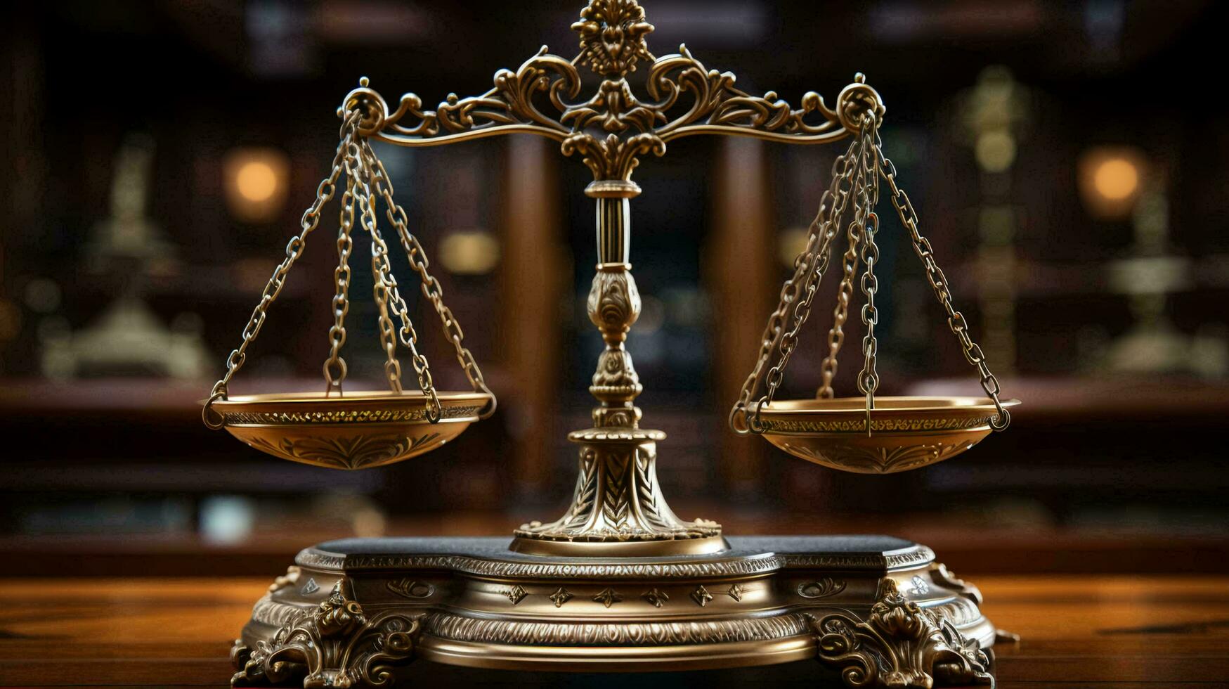 dourado balanças do justiça dentro a tribunal, conceito do legislatura, judiciário e justiça foto