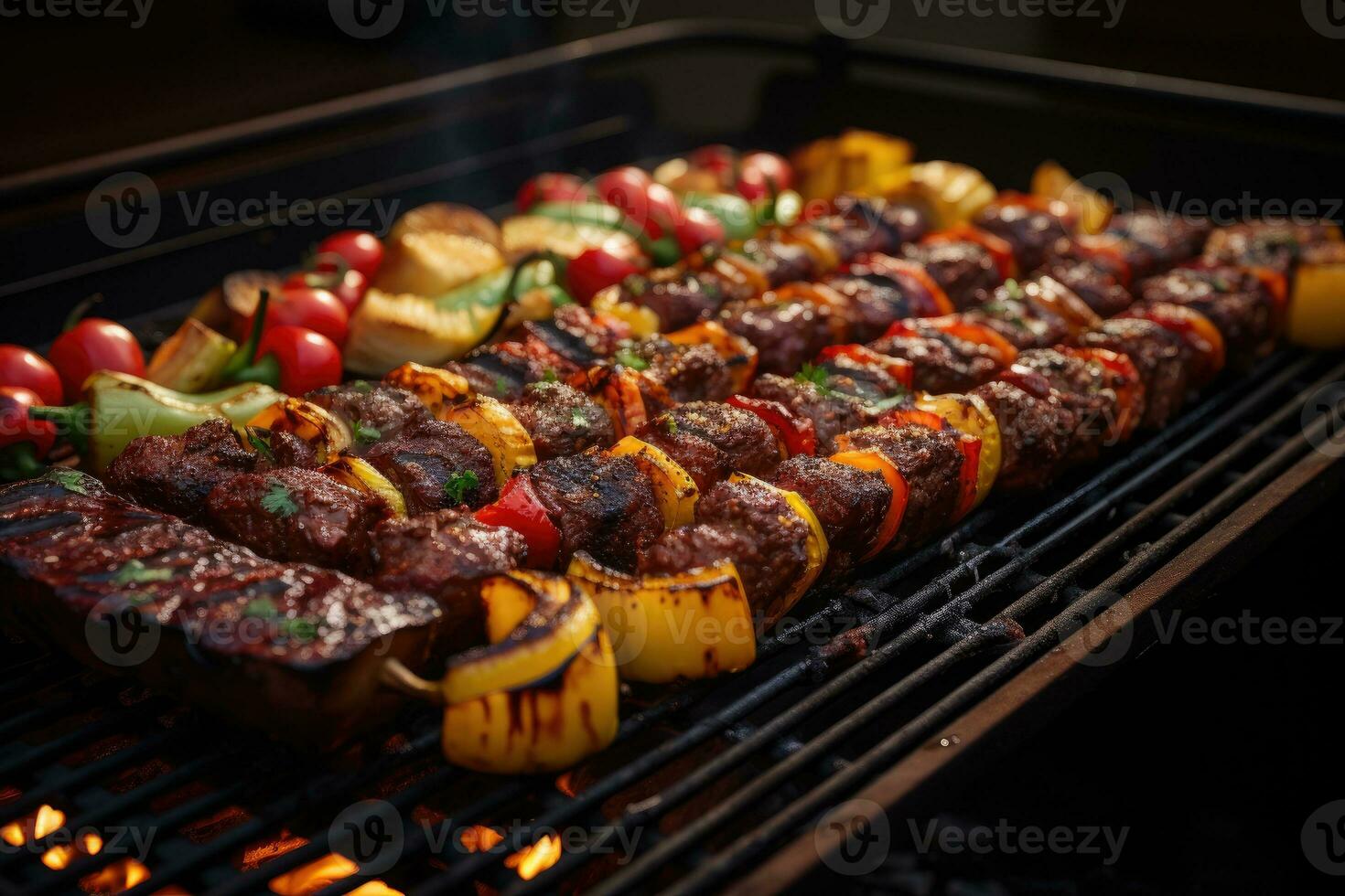 churrasco Comida festa verão grelhar carne ai generativo foto