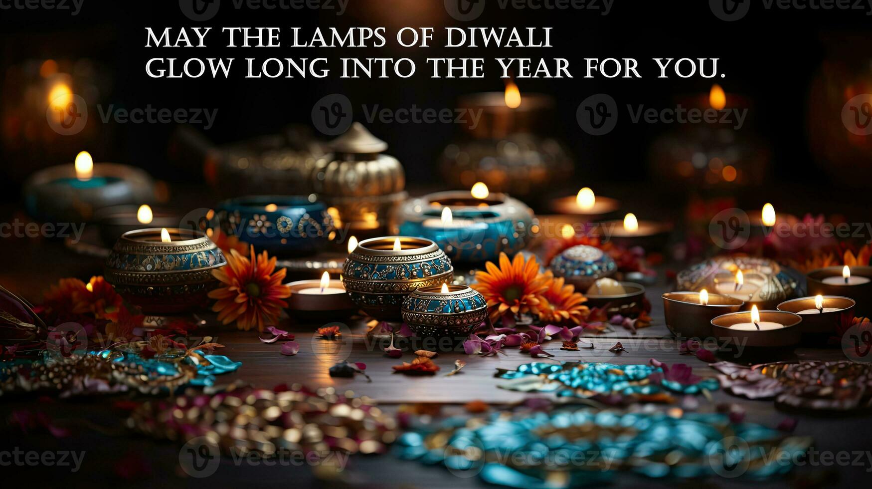 pode a lâmpadas do diwali brilho grandes para dentro a ano para você. cumprimento indiano feriado cartão. foto