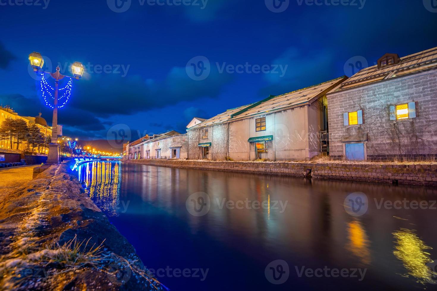 vista da cidade de otaru, canal e armazém histórico do Japão, sapporo foto