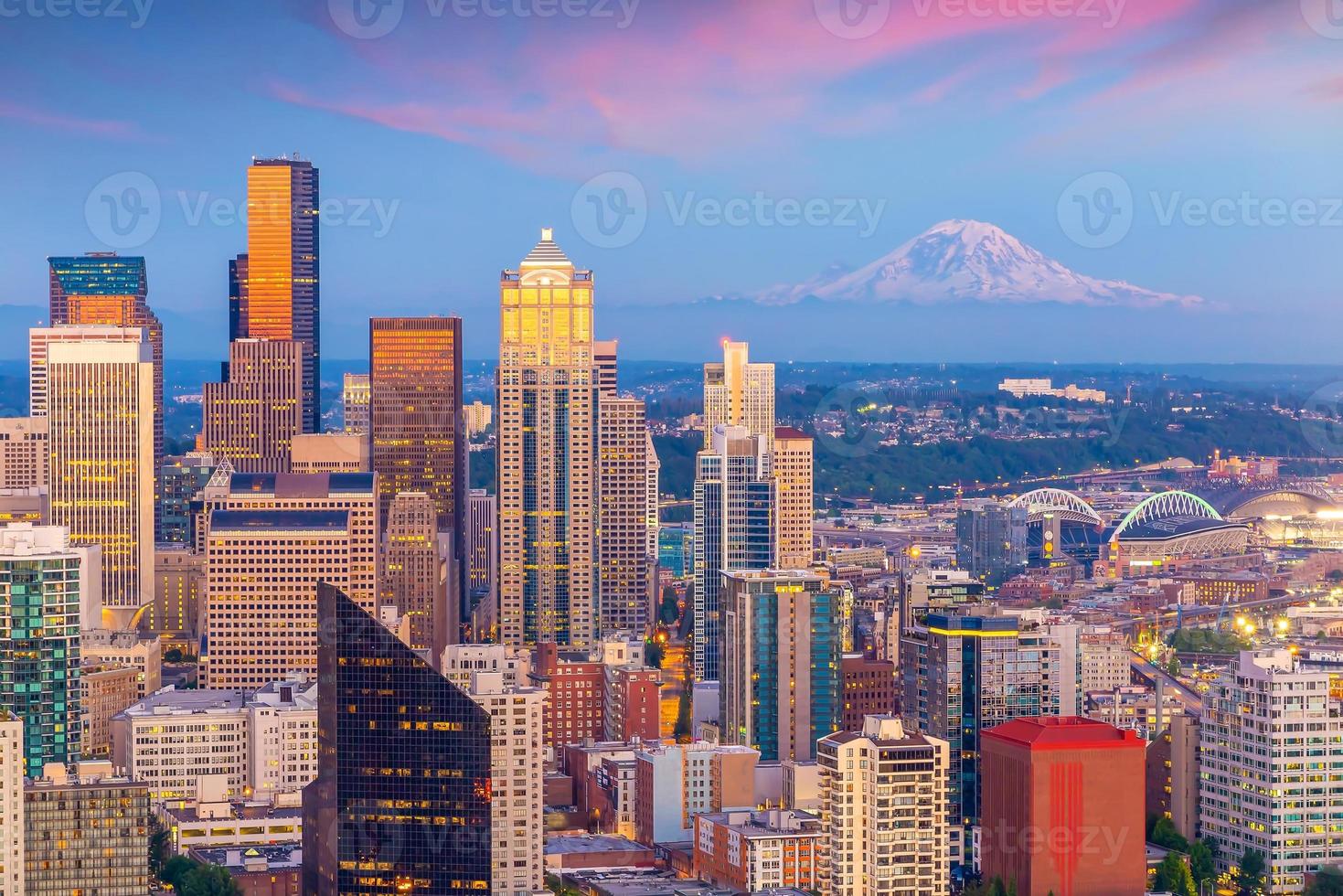 paisagem urbana da cidade de Seattle no centro da cidade no estado de Washington, EUA foto