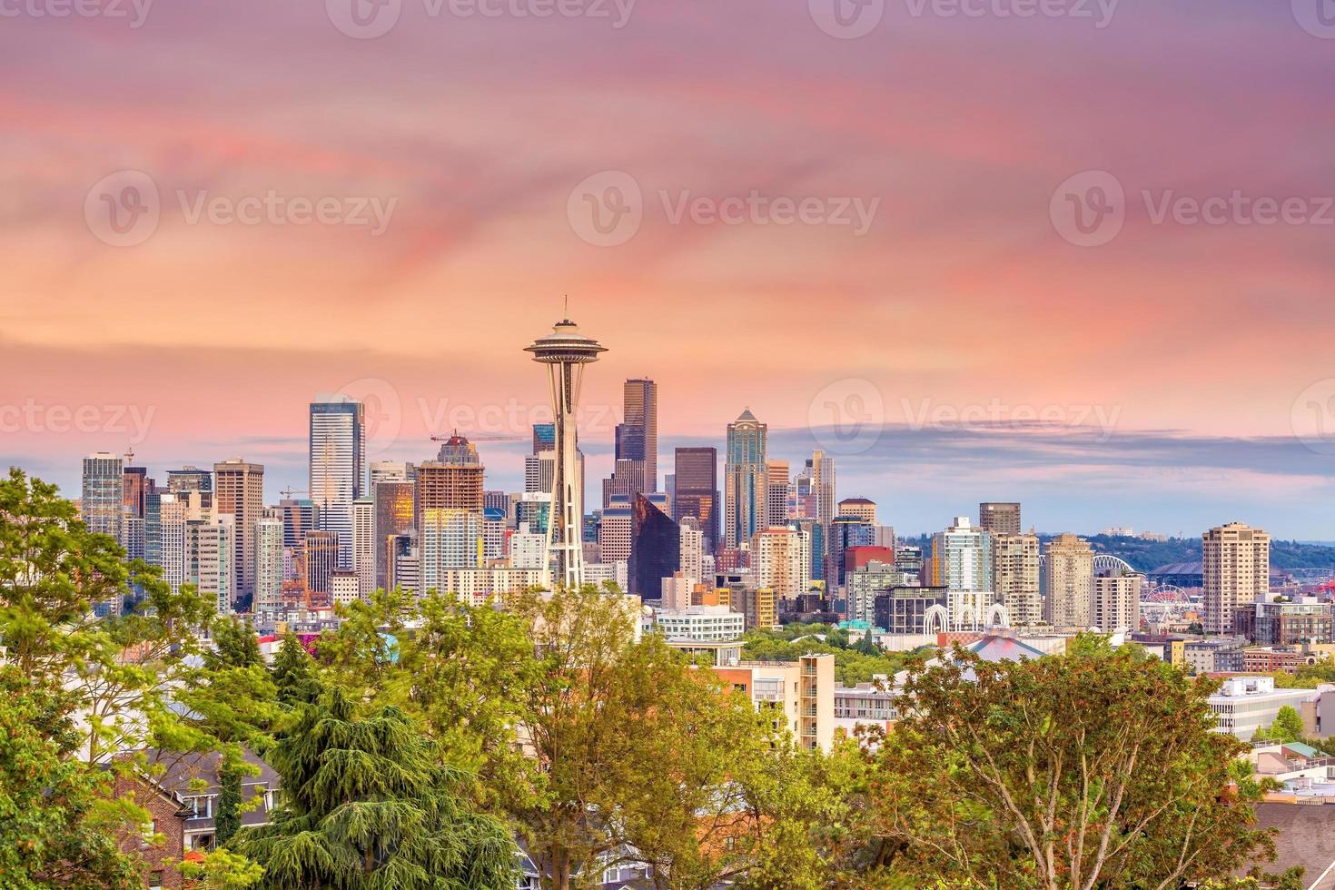 paisagem urbana da cidade de Seattle no centro da cidade no estado de Washington, EUA foto