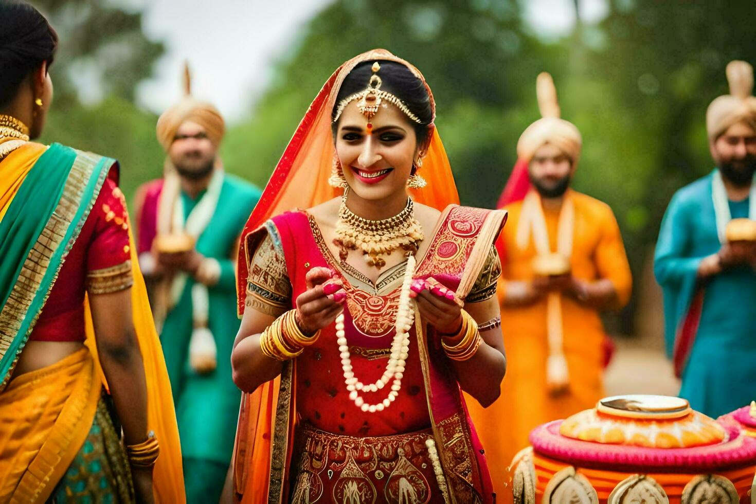 indiano Casamento dentro Mumbai. gerado por IA foto