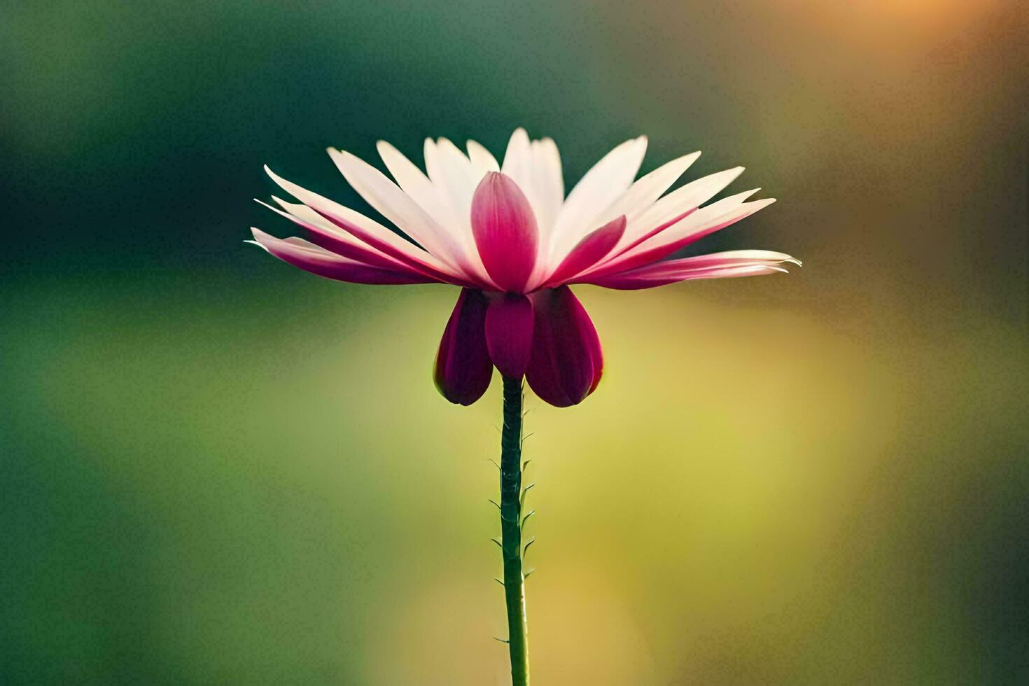 uma solteiro flor é em pé dentro frente do uma verde fundo. gerado por IA foto