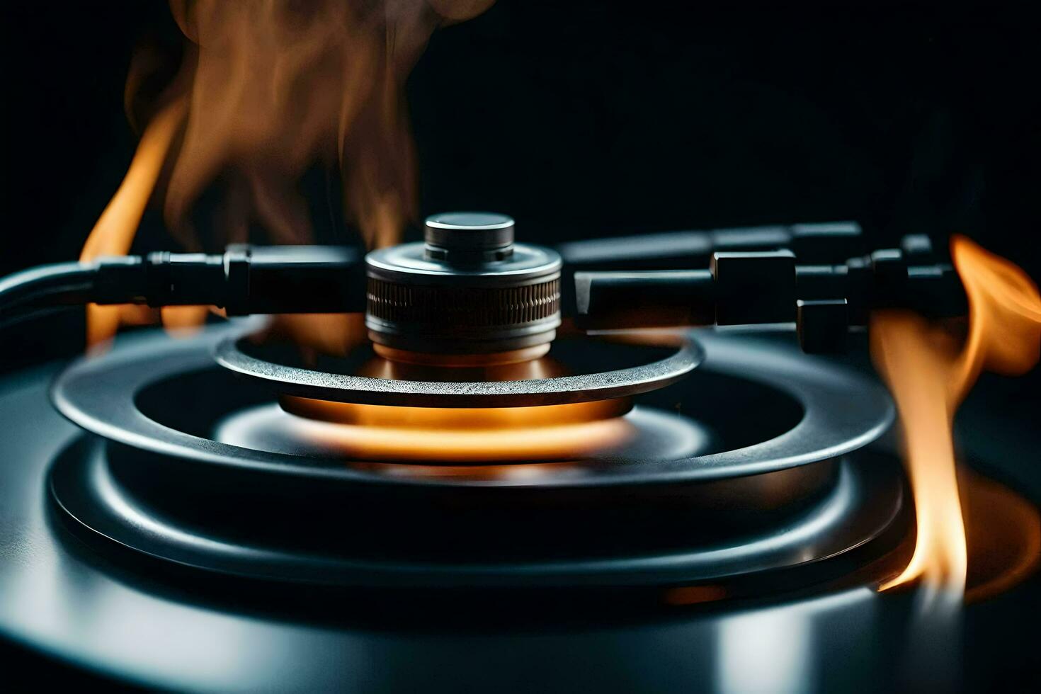 uma fechar acima do uma queimador em uma forno. gerado por IA foto