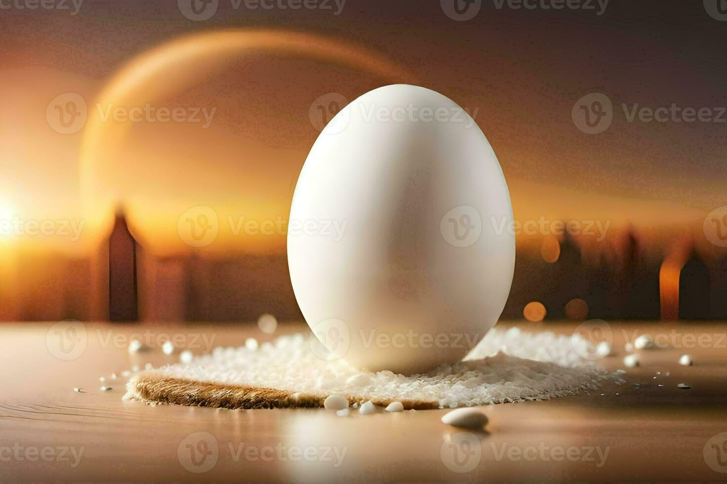 a ovo sentado em topo do açúcar. gerado por IA foto