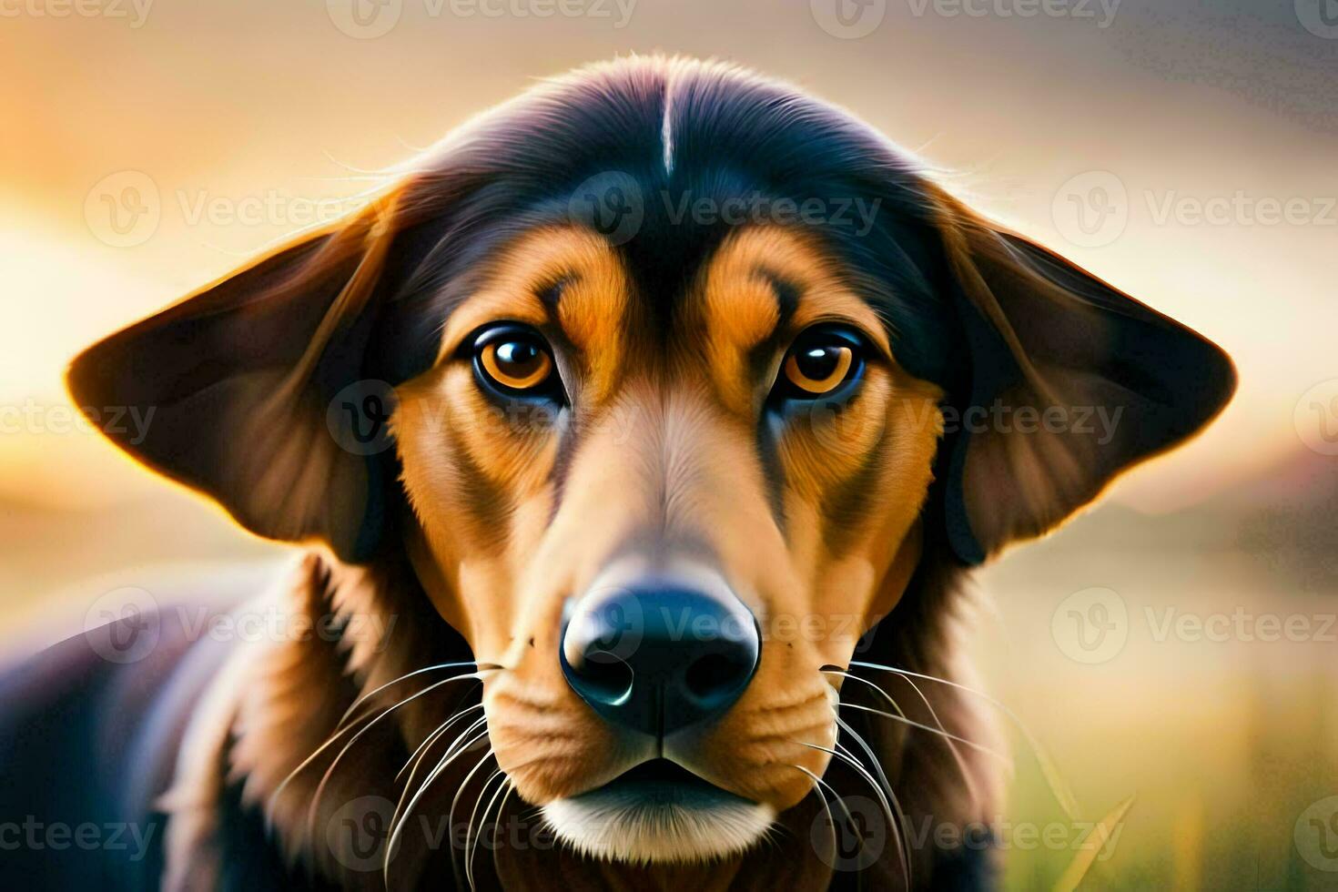 uma cachorro é olhando às a Câmera dentro uma pintura. gerado por IA foto