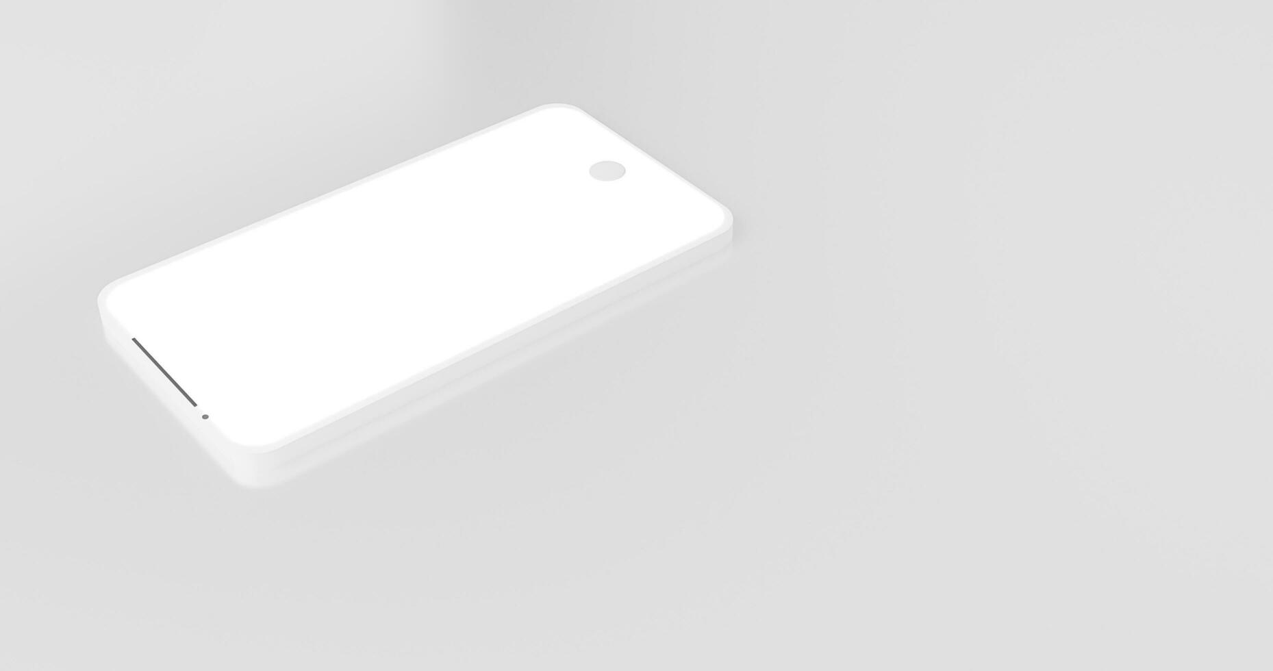 3d Renderização do ilustração mão segurando a branco Smartphone com cheio tela em isolar fundo. criativo moderno zombar acima quadro, Armação Menos Projeto objeto.conceito do moderno Smartphone minimalista espaço. foto