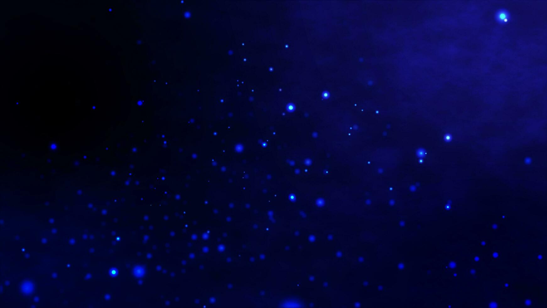 lindo azul cintilante poeira partículas com Sombrio em azul fundo dentro lento movimento. movimento gráfico animação do dinâmico pegue acima dentro a vento bokeh partículas. abstrato digital cyber e tecnologia foto