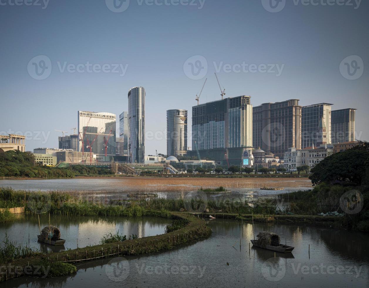 Cotai strip casino resorts vista do horizonte de taipa em macau china foto